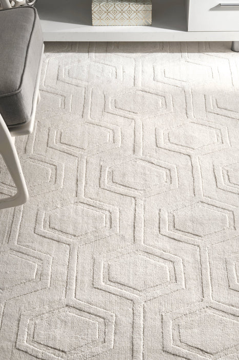 Honeycomb Pattern Wool Area Rug 152x229 cm