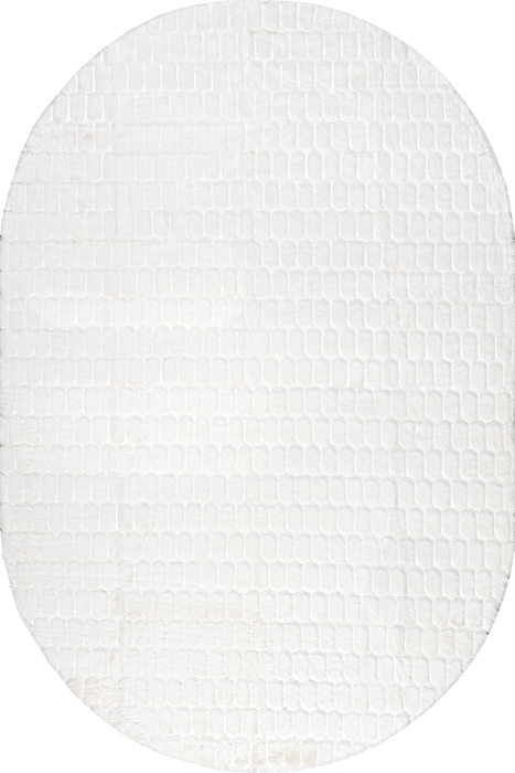 Tappeto lavabile in peluche a nido d&#39;ape 150 cm bianco