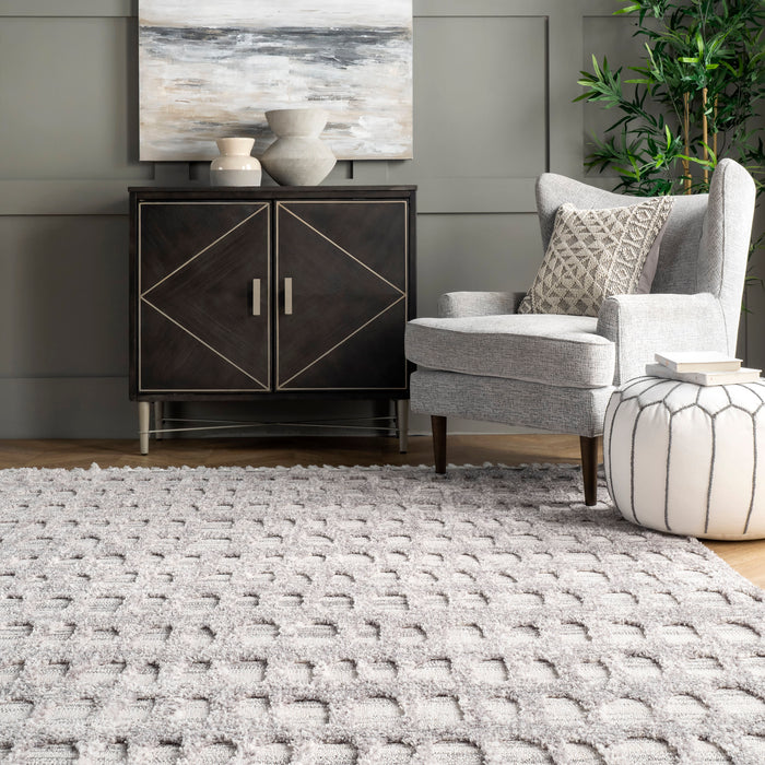 Honeycomb Tasseled Area Rug 160x230cm Grey