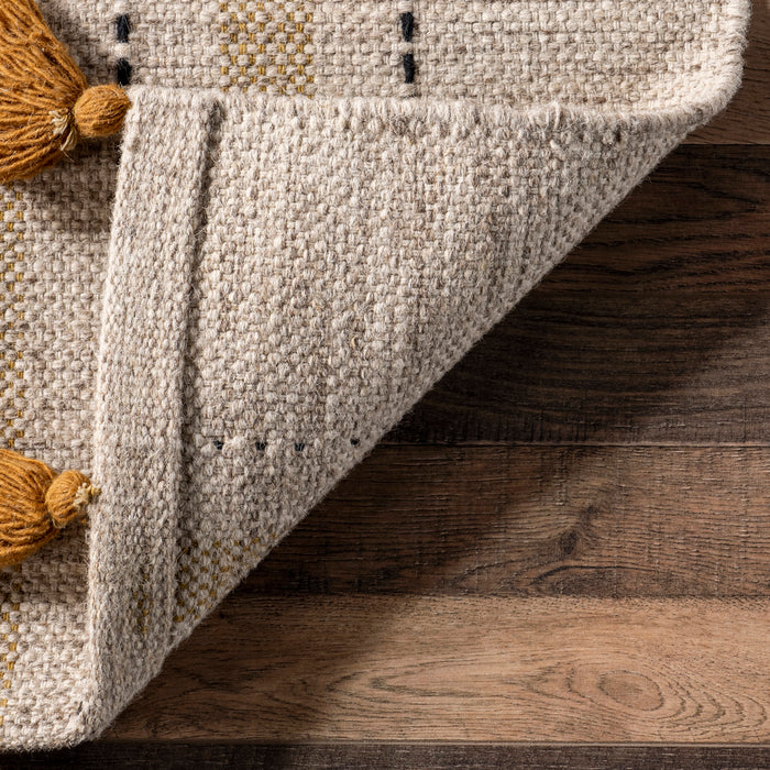 Hudson Tassel Area Rug 120x180 cm Ivory Wool Cotton Blend