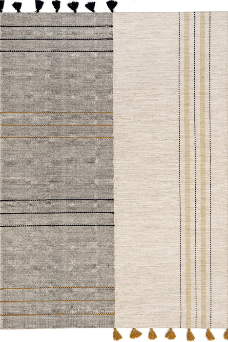 Hudson Tassel Area Rug 120x180 cm Ivory Wool Cotton Blend