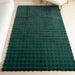 Hunter Green Checkered Plush Washable Rug 140x200 cm
