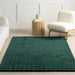 Hunter Green Checkered Plush Washable Rug 140x200 cm