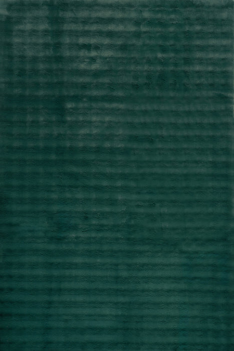 Hunter Green Checkered Plush Washable Rug 140x200 cm