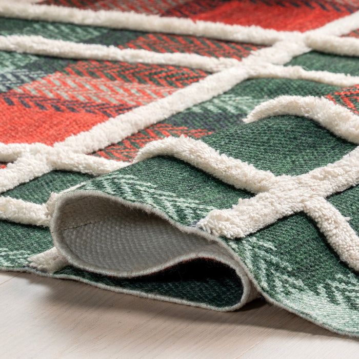 Hunter Green Tartan Plaid Wool Rug 60x90 cm