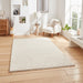 Ideal Shaggy 80260 Modern Plain Berber Textured Plush Soft-Touch Carved Boho Shaggy Cream Rug