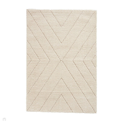 Ideal Shaggy 80362 Modern Plain Berber Textured Plush Soft-Touch Carved Boho Shaggy Cream Rug