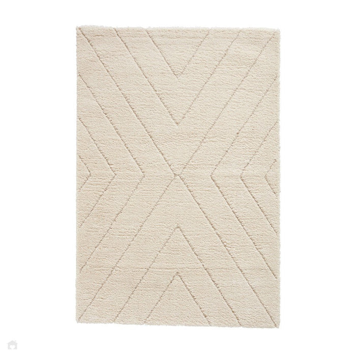 Ideal Shaggy 80362 Modern Plain Berber Textured Plush Soft-Touch Carved Boho Shaggy Cream Rug