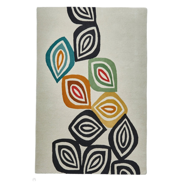 Inaluxe Modern Abstract Designer Wool Colour Fall IX05 Beige/Black/Multicolour Rug