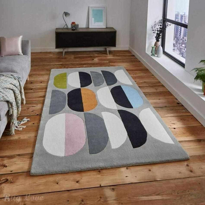 Inaluxe Modern Abstract Designer Wool Composition IX06 Grey/Multicolour Rug