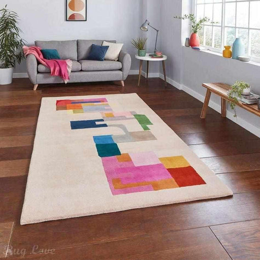 Inaluxe Modern Abstract Designer Wool Hey Ho Lets Go IX14 Multicolour Rug