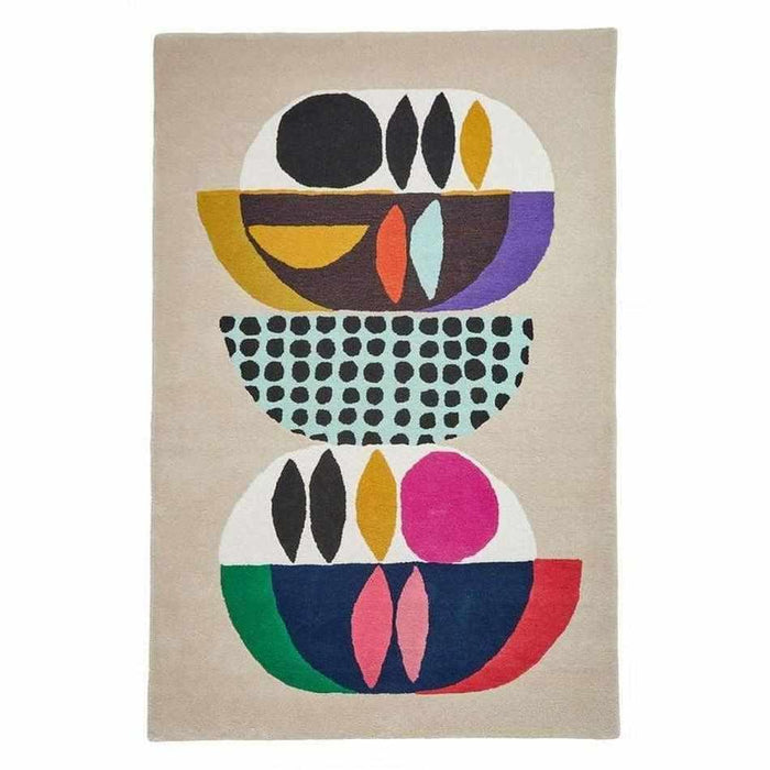 Inaluxe Modern Abstract Designer Wool Neon IX11 Beige/Cream/Blue/Black/Multicolour Rug