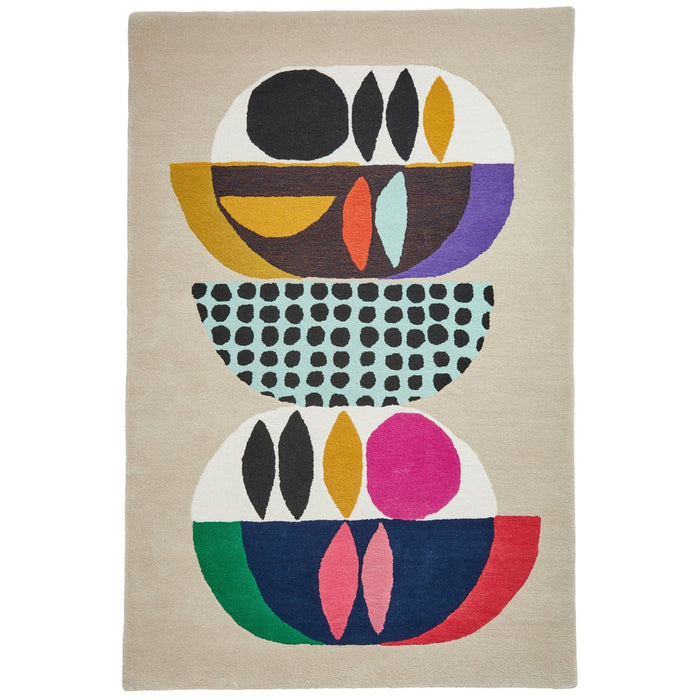 Inaluxe Modern Abstract Designer Wool Neon IX11 Beige/Cream/Blue/Black/Multicolour Rug