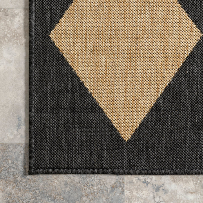 Indoor Outdoor Dark Grey Harlequin Area Rug 200x300 cm
