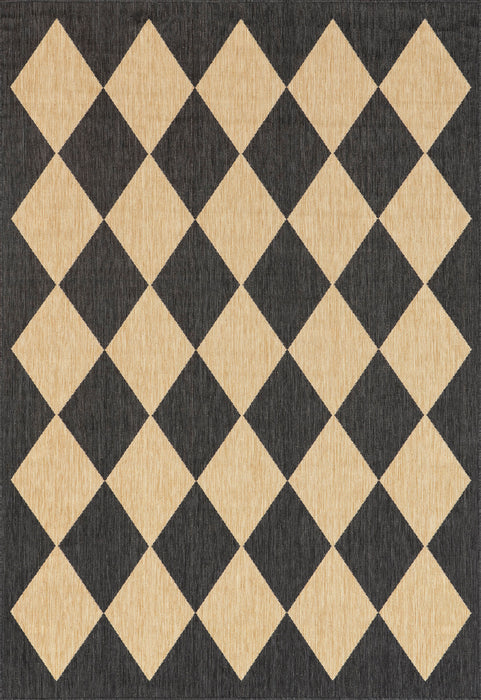 Indoor Outdoor Dark Grey Harlequin Area Rug 200x300 cm