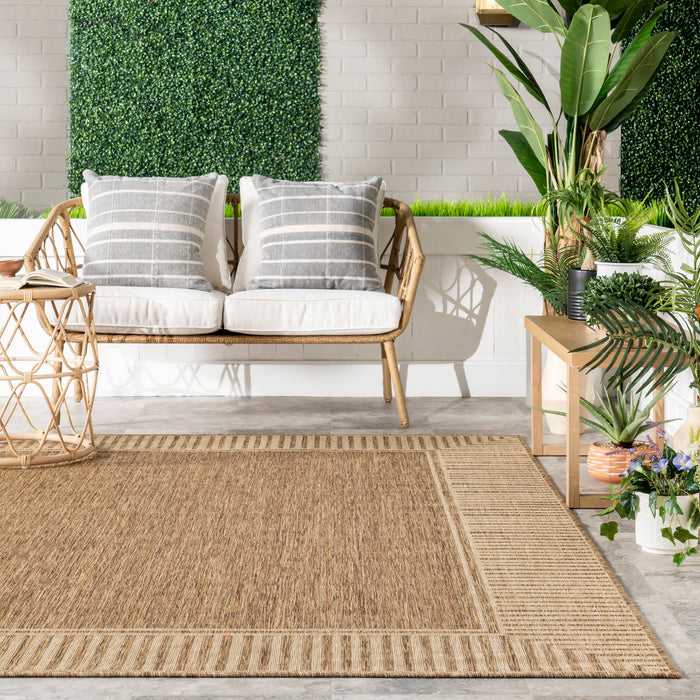 Indoor Outdoor Flatweave Area -matto Vaaleanruskea 200x300 cm