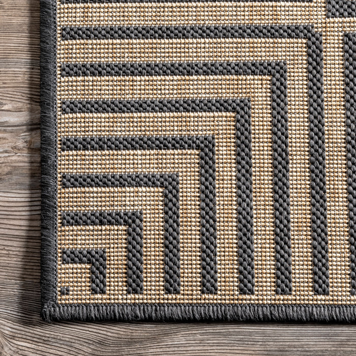 Indoor Outdoor Flatweave Rug Dark Grey Striped Design 150x240 cm