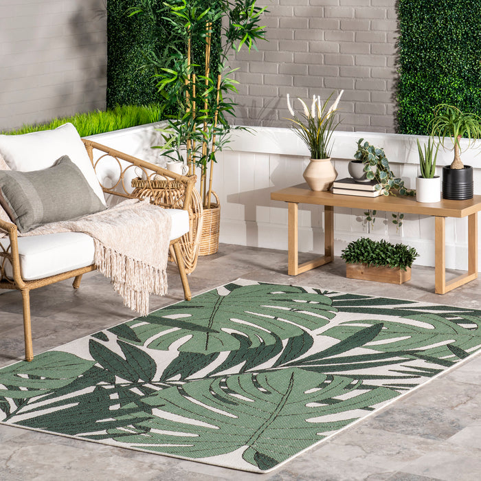 Indoor Outdoor Green Foliage Area Rug 152 cm x 244 cm