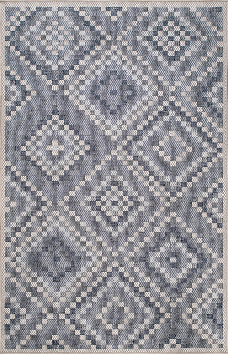 Indoor Outdoor Grey Aztec Trellis Area Rug 50x80 cm