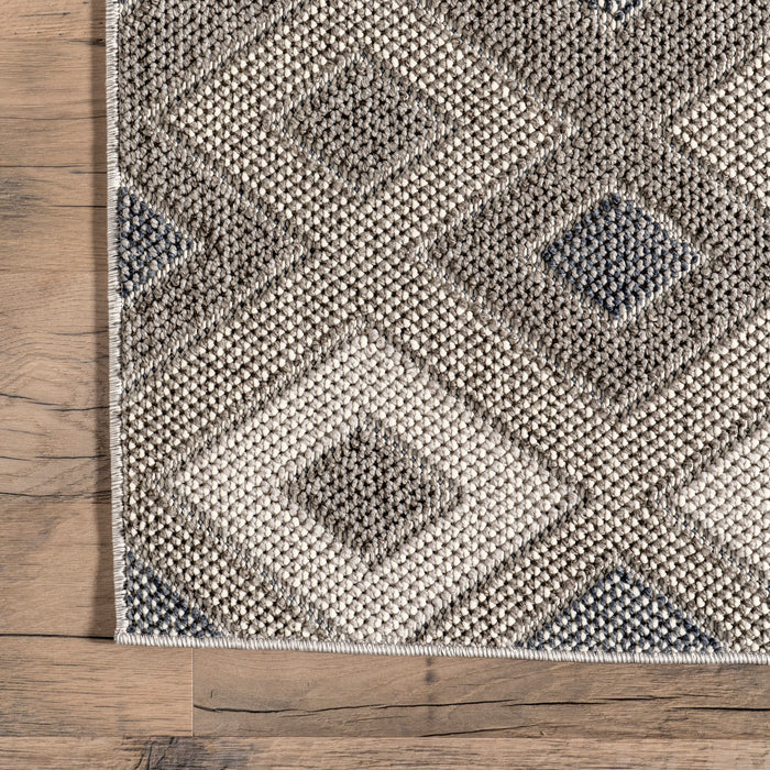 Indoor Outdoor Grey Geometric Area Rug 160x230 cm