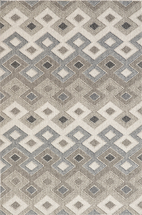 Indoor Outdoor Grey Geometric Area Rug 160x230 cm