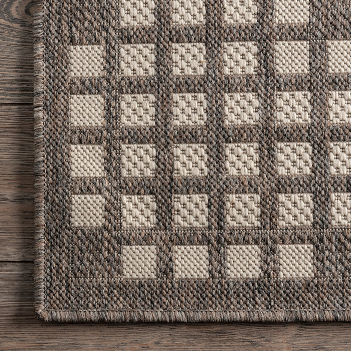 Indoor Outdoor Grey Striped Rug 60x90 cm