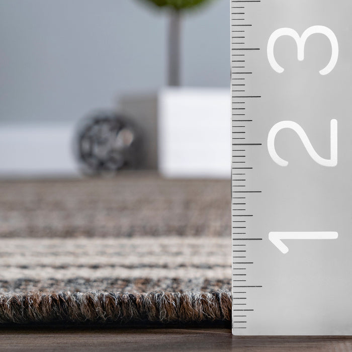 Indoor Outdoor Grey Striped Rug 60x90 cm