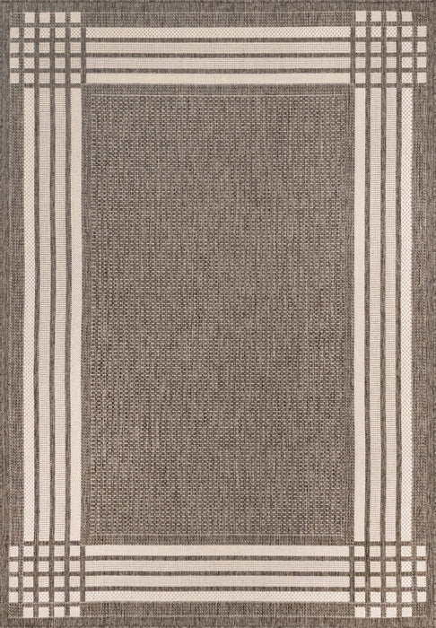 Indoor Outdoor Grey Striped Rug 60x90 cm