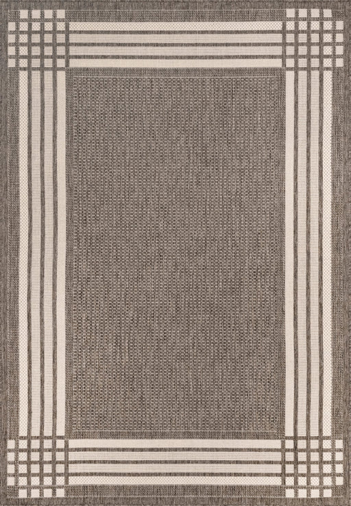 Indoor Outdoor Grey Striped Rug 60x90 cm