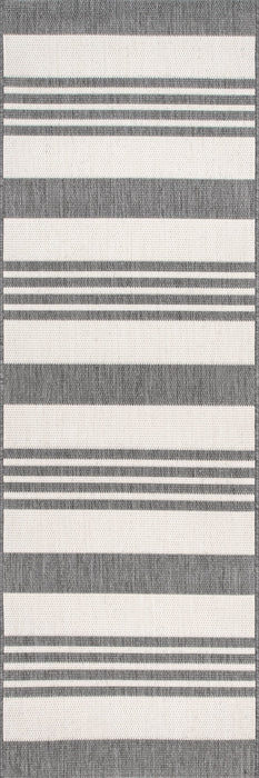 Indoor Outdoor Striped Rug Light Grey 120x180 cm