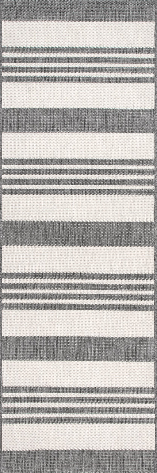 Indoor Outdoor Striped Rug Light Grey 120x180 cm