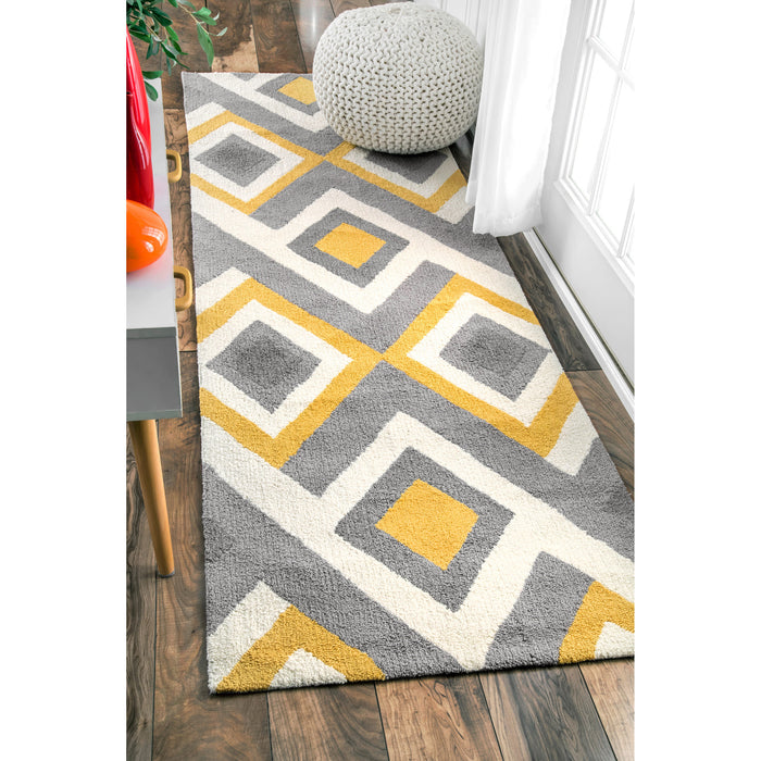 Interconnected Diamond Area Rug 120x180 cm Sunflower Design