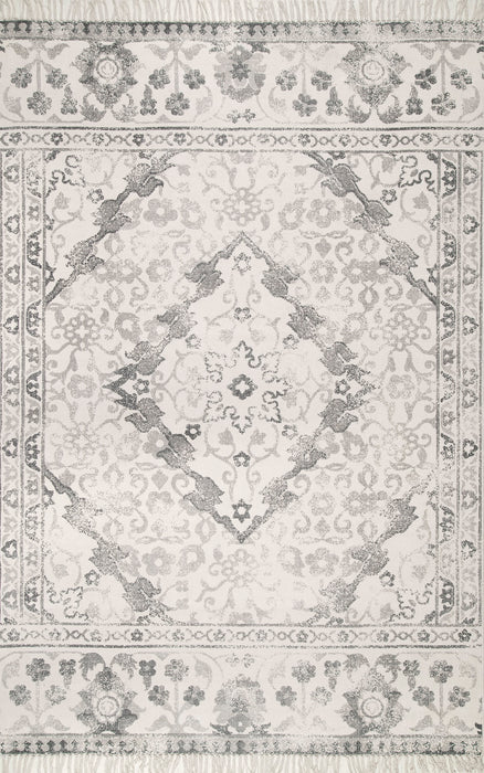 Intricate Grey Area Rug for Bohemian and Farmhouse Decor