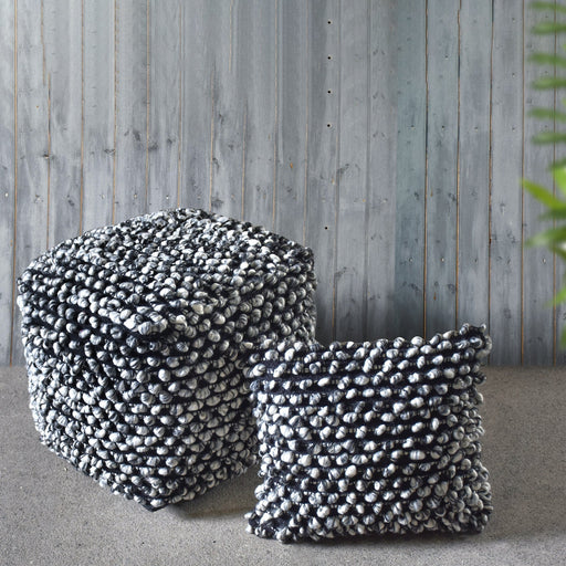 Irena Hand-Woven Pouf in Polyester and Wool