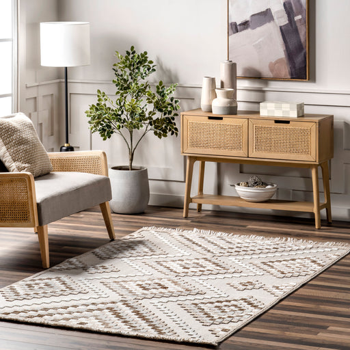 Iridescent Diamond Area Rug 152 Cm Ivory