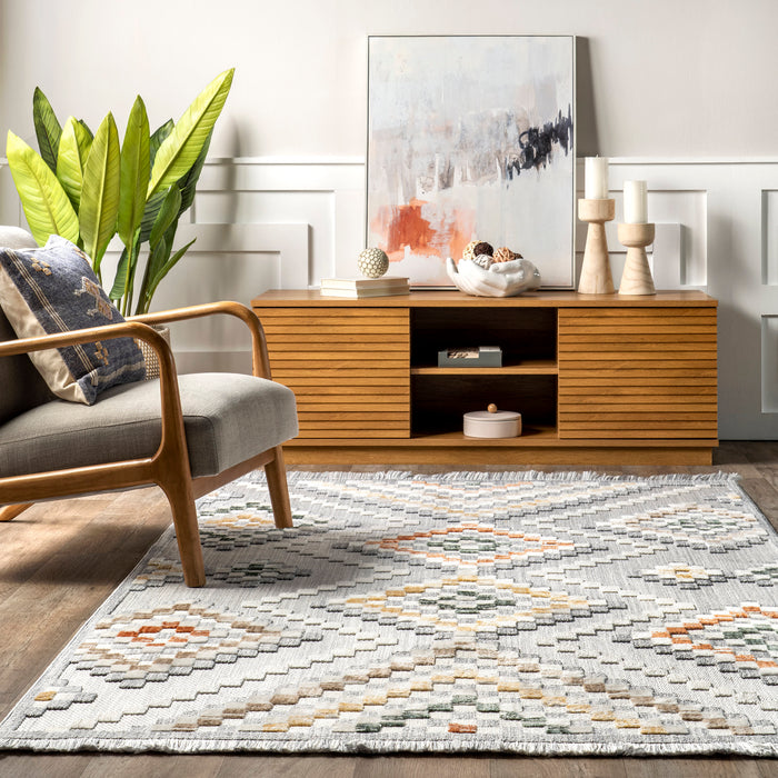 Iridescent Diamond Area Rug Light Grey 160x230 cm