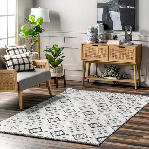 Iridescent Grey Checkered Area Rug 120x180 cm