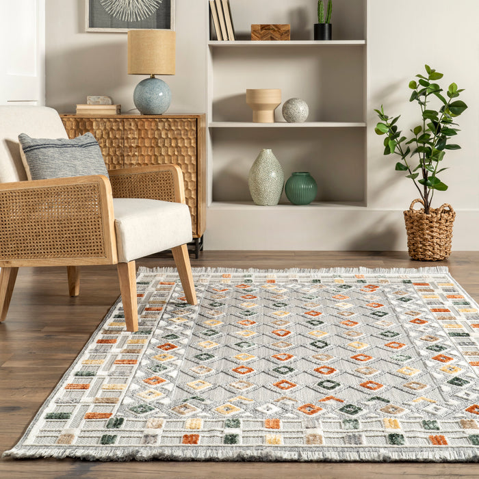 Iridescent Mini Diamonds Area Rug 152x91 cm Light Grey