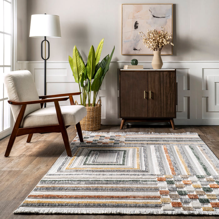 Iridescent Stripes Area Rug Light Grey 150x240 cm