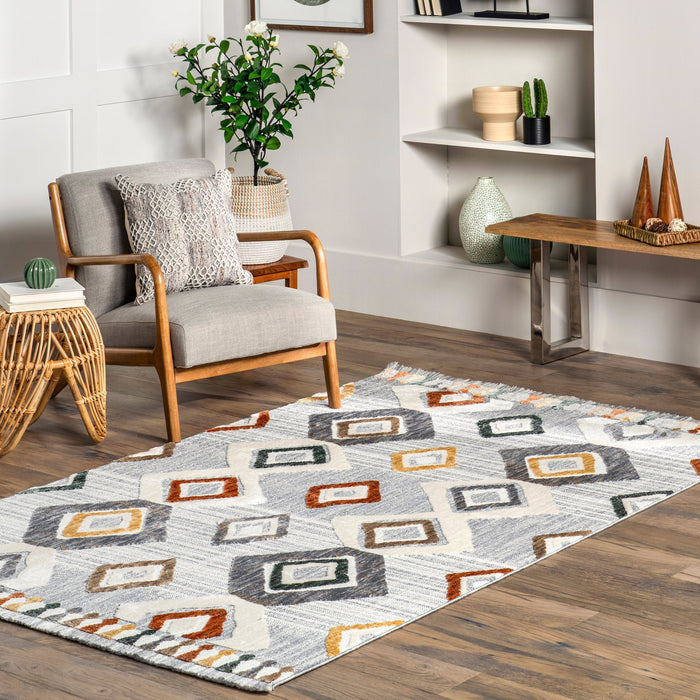 Iridescent Trellis Area Rug 160x230 cm Light Grey