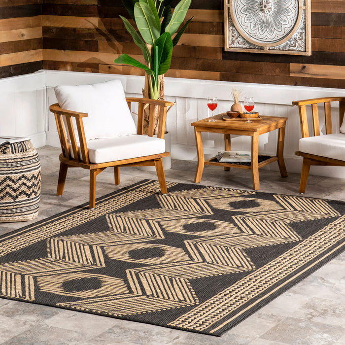 Iris Flatweave Rug for Indoor Outdoor Use Dark Grey 150x200 cm