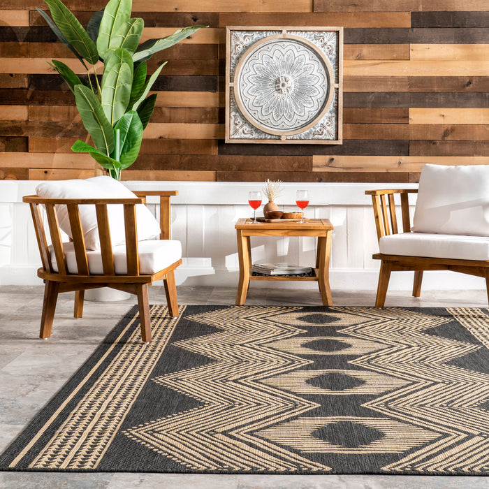Iris Flatweave Rug for Indoor Outdoor Use Dark Grey 150x200 cm