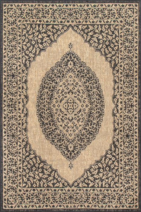 Iris Medallion Area Rug 5x7 Feet Charcoal