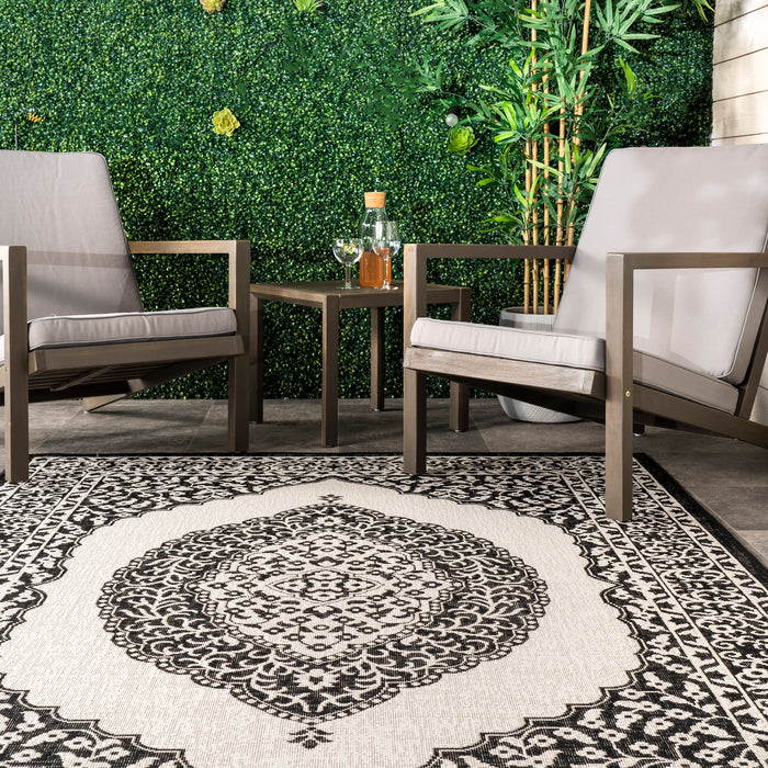 Iris Medallion Area Rug for Indoor and Outdoor Use