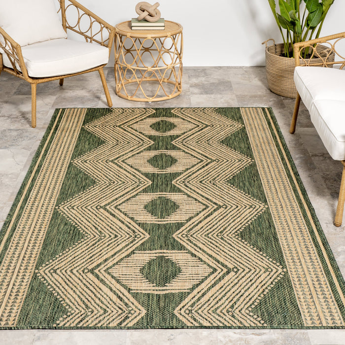 Iris Tropical Indoor Outdoor Flatweave Rug 150x240 cm Green