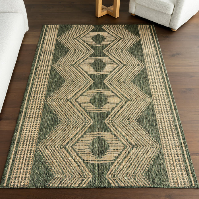 Iris Tropical Indoor Outdoor Flatweave Rug 150x240 cm Green