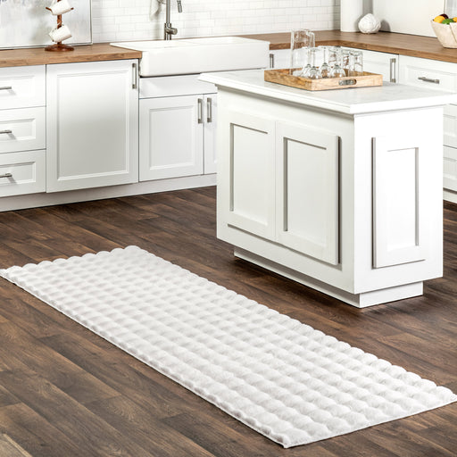 Ivana Checkered Plush Washable Area Rug 120x180 cm Off White