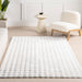 Ivana Checkered Plush Washable Area Rug 120x180 cm Off White