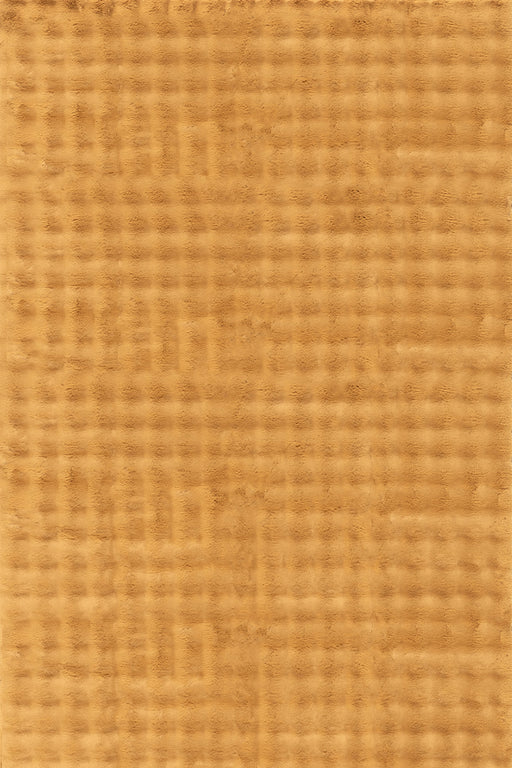 Ivana Gold Checkered Plush Cloud Washable Area Rug