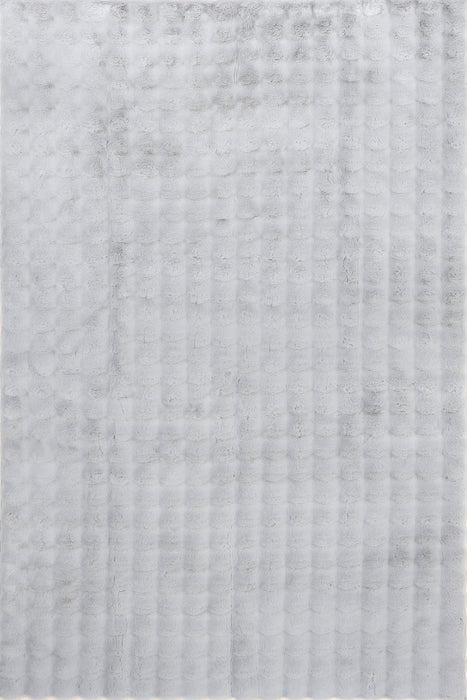 Ivana Silver Checkered Plush Washable Cloud Rug 120x180 cm